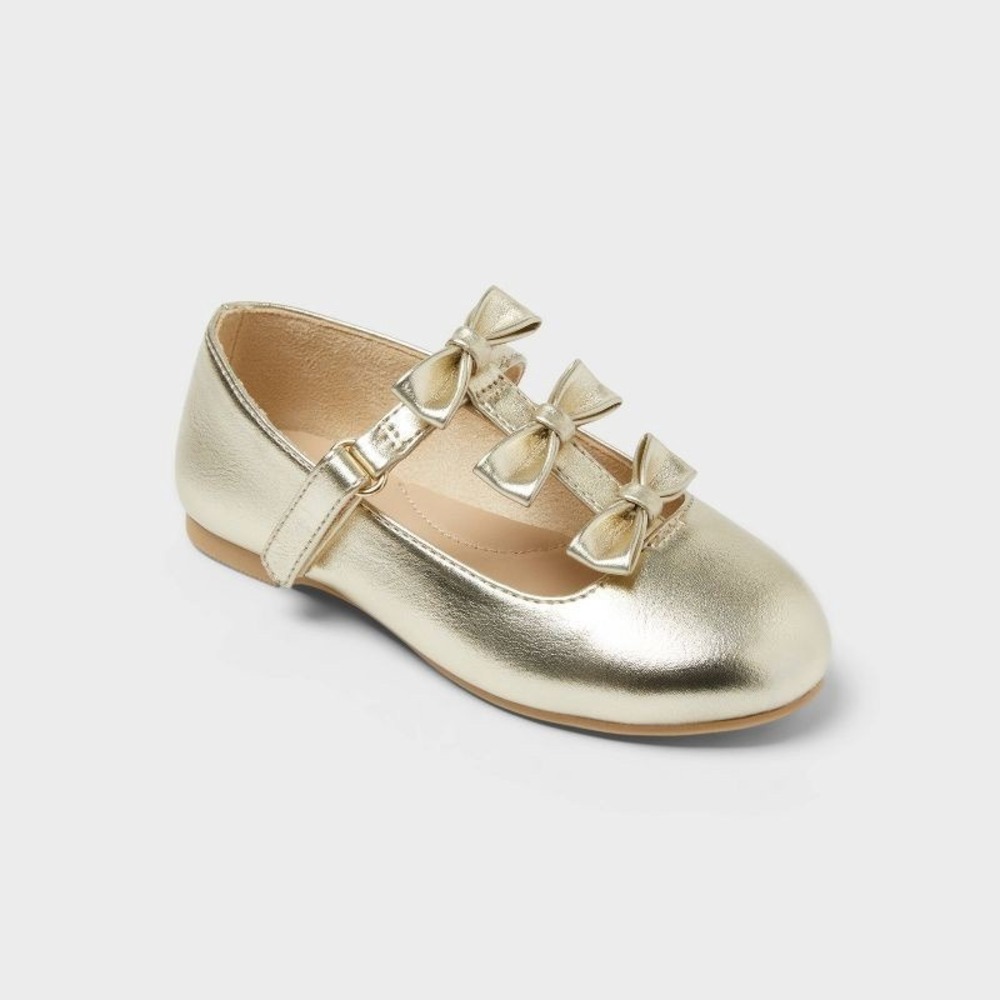 Toddler Girls Cat & Jack Eliana Mary Jane Flats Gold 8T New With Tags